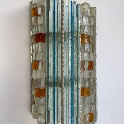wall light pair wrought iron hammered glass murano poliarte biancardi jordan italy 1970