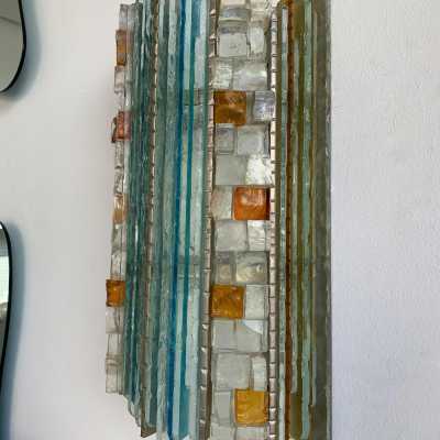 wall light pair wrought iron hammered glass murano poliarte biancardi jordan italy 1970