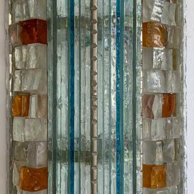 wall light pair wrought iron hammered glass murano poliarte biancardi jordan italy 1970