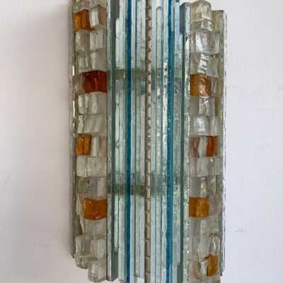 wall light pair wrought iron hammered glass murano poliarte biancardi jordan italy 1970