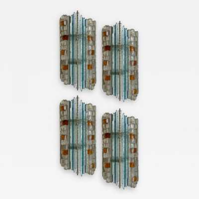 wall light pair wrought iron hammered glass murano poliarte biancardi jordan italy 1970