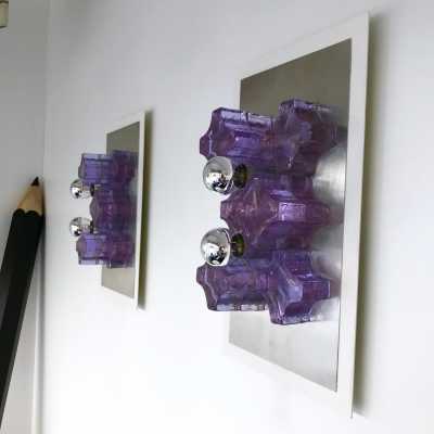 Biancardi glass wall lights jordan arte poliarte italy 1970