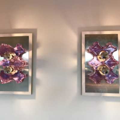 Biancardi glass wall lights jordan arte poliarte italy 1970