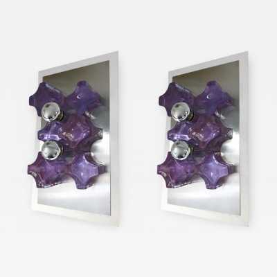 Biancardi glass wall lights jordan arte poliarte italy 1970