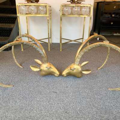 brass coffee table alain chervet antelope horn france 1970