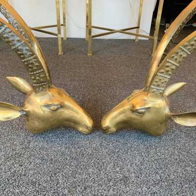 brass coffee table alain chervet antelope horn france 1970