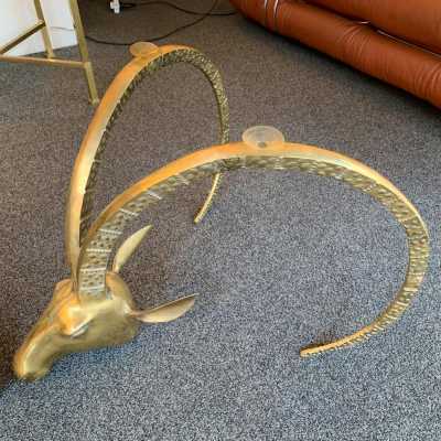 brass coffee table alain chervet antelope horn france 1970