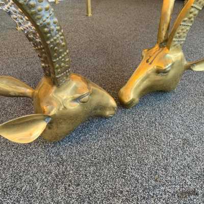brass coffee table alain chervet antelope horn france 1970