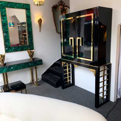 bar cabinet lacquer melamine brass willy rizzo guy lefevre romeo rega italy 1970
