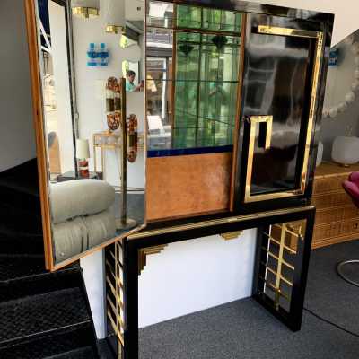 bar cabinet lacquer melamine brass willy rizzo guy lefevre romeo rega italy 1970
