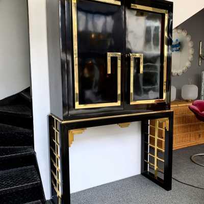 bar cabinet lacquer melamine brass willy rizzo guy lefevre romeo rega italy 1970