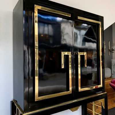 bar cabinet lacquer melamine brass willy rizzo guy lefevre romeo rega italy 1970