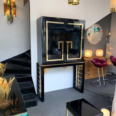 bar cabinet lacquer melamine brass willy rizzo guy lefevre romeo rega italy 1970