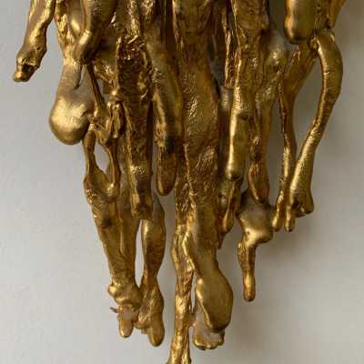 wall lights pair gilded bronze glass claude victor boeltz france 1970