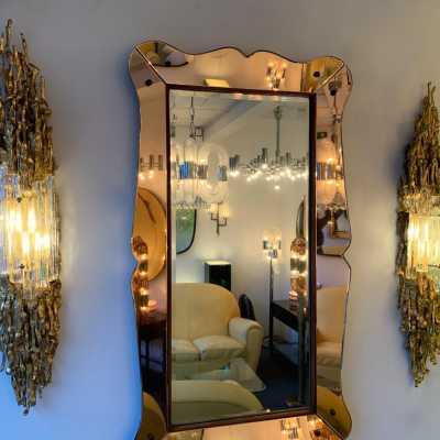 wall lights pair gilded bronze glass claude victor boeltz france 1970