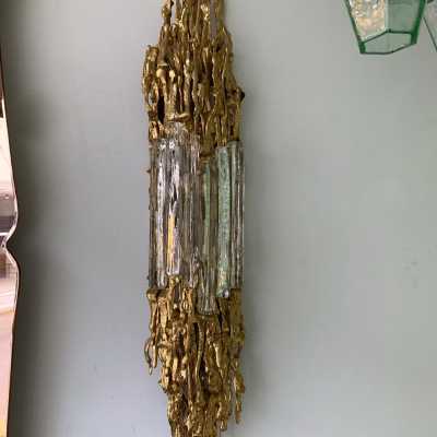 wall lights pair gilded bronze glass claude victor boeltz france 1970