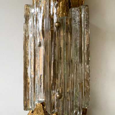 wall lights pair gilded bronze glass claude victor boeltz france 1970
