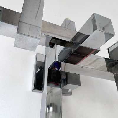 wall lights pair chromed metal gaetano sciolari italy 1970