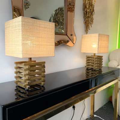 brass lamps gaetano sciolari italy 1970