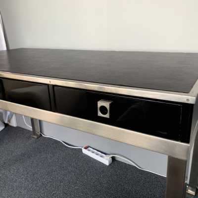 desk lacquer nickel-plated brass guy lefèvre maison jansen 1970