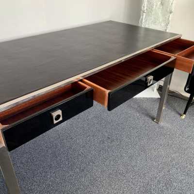 desk lacquer nickel-plated brass guy lefèvre maison jansen 1970