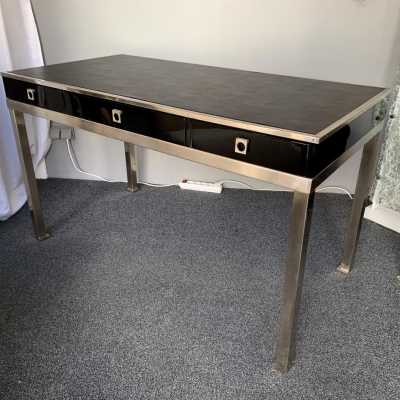 desk lacquer nickel-plated brass guy lefèvre maison jansen 1970