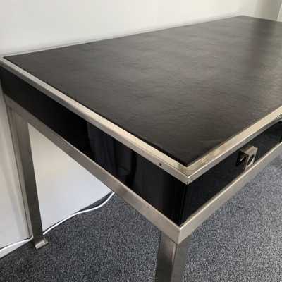 desk lacquer nickel-plated brass guy lefèvre maison jansen 1970