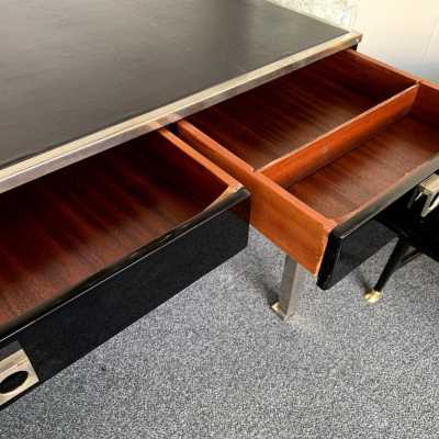 desk lacquer nickel-plated brass guy lefèvre maison jansen 1970