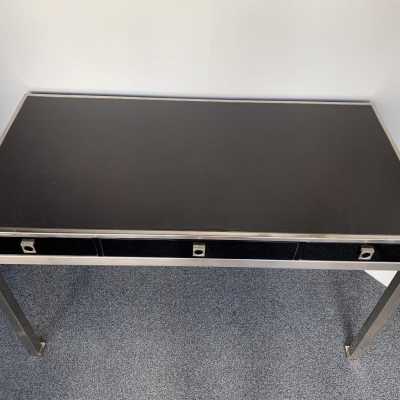 desk lacquer nickel-plated brass guy lefèvre maison jansen 1970