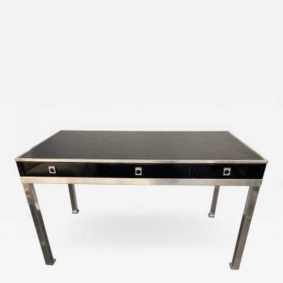 desk lacquer nickel-plated brass guy lefèvre maison jansen 1970
