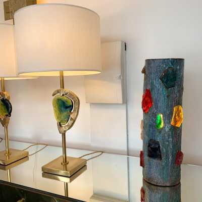 ceramic lamp glass jacky coville france 1950 1960