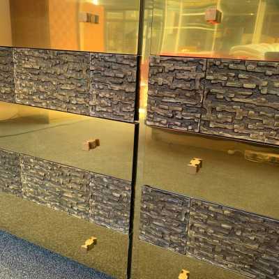 sideboard chest of drawers brass bronze mirror luciano frigerio italy 1970