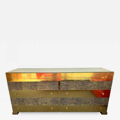 sideboard chest of drawers brass bronze mirror luciano frigerio italy 1970