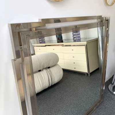 chrome metal mirror mario sabot willy rizzo 1970