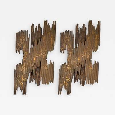 pair of henri fernandez bronze sconces 1970