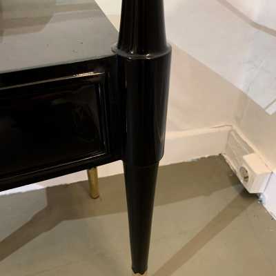 pair of bedside tables brass lacquer glass paolo buffa italy 1950