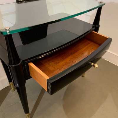 pair of bedside tables brass lacquer glass paolo buffa italy 1950
