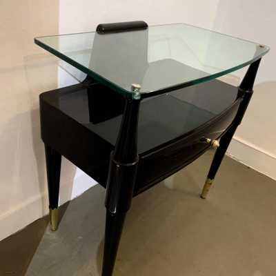pair of bedside tables brass lacquer glass paolo buffa italy 1950