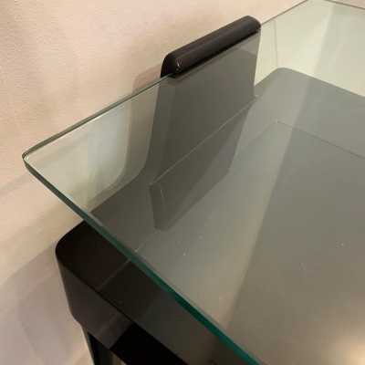 pair of bedside tables brass lacquer glass paolo buffa italy 1950
