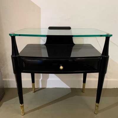 pair of bedside tables brass lacquer glass paolo buffa italy 1950