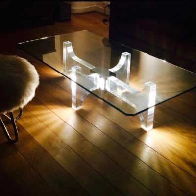 Coffee table plexiglass metal philippe jean france 1970