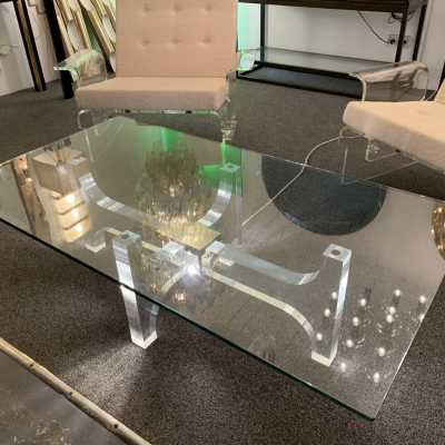 Coffee table plexiglass metal philippe jean france 1970