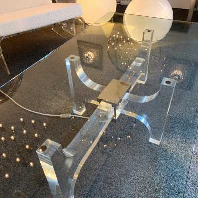 Coffee table plexiglass metal philippe jean france 1970