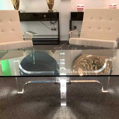 Coffee table plexiglass metal philippe jean france 1970