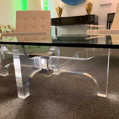 Coffee table plexiglass metal philippe jean france 1970