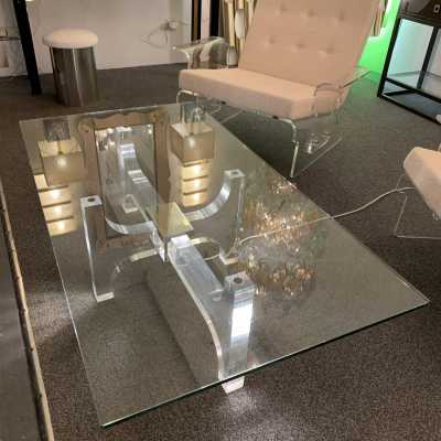 Coffee table plexiglass metal philippe jean france 1970