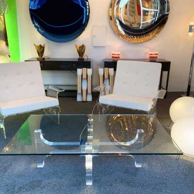 Coffee table plexiglass metal philippe jean france 1970