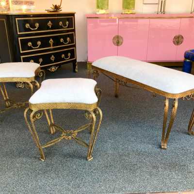 wrought iron bench gold leaf pier luigi colli italy 1940 1950
