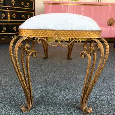 wrought iron bench gold leaf pier luigi colli italy 1940 1950