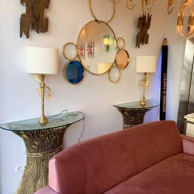 Pair of bronze lamps fondica stone casenove style 1980 1990